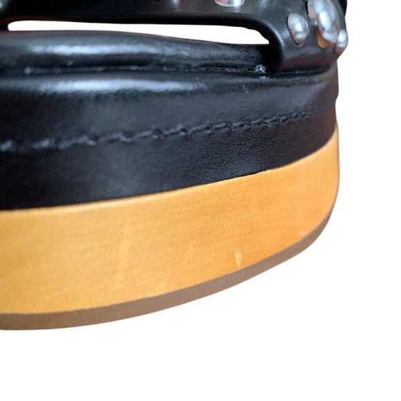 COACH Astor Silver Studded Platform Sandals Black Leather + Charm SZ 5.5 NWOB - Picture 7 of 7